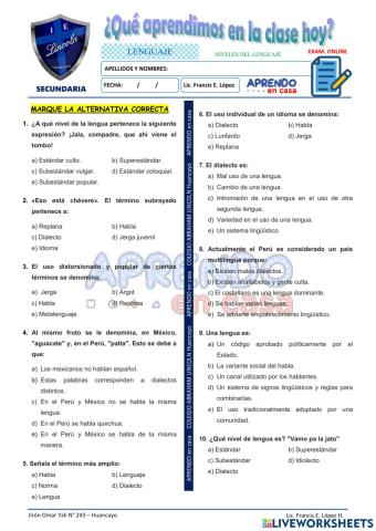 Prac. de niveles de la lengua