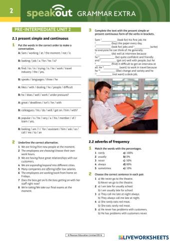 Speakout Pre-Intermeadiate Extra Grammar Unit 2