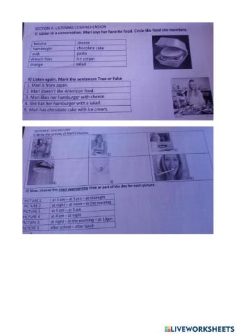 Listening - Vocabulary FOOD