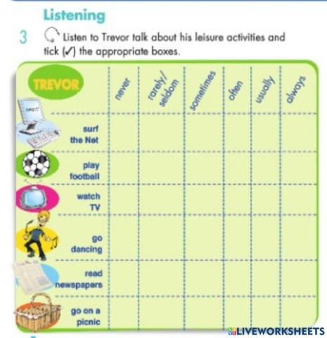 Leisure activities - Listening comprehension