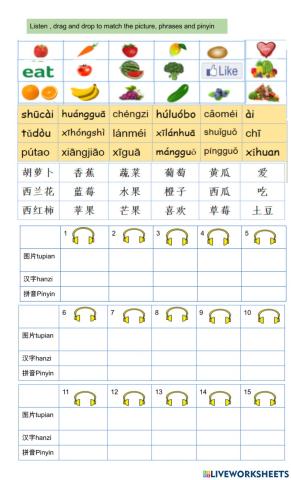 Fruits and vegetables
