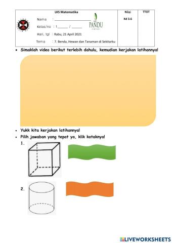 LKS Bangun Ruang-Kelas 1 SD