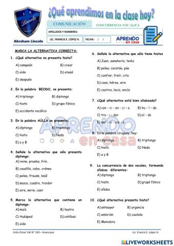 Prac. diptongo, triptongo e hiato