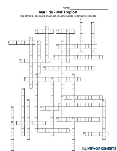 Crucigrama mar frio - tropical