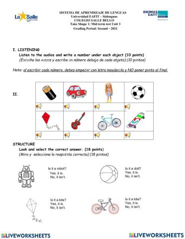 Take Shape 1 Midterm