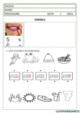 Atividade com a consoante S
