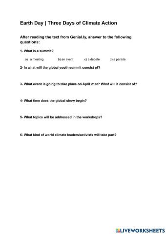 Earth Day - Worksheet
