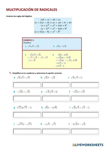 Multiplicación de radicales
