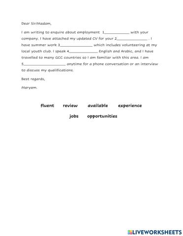 Email to employer