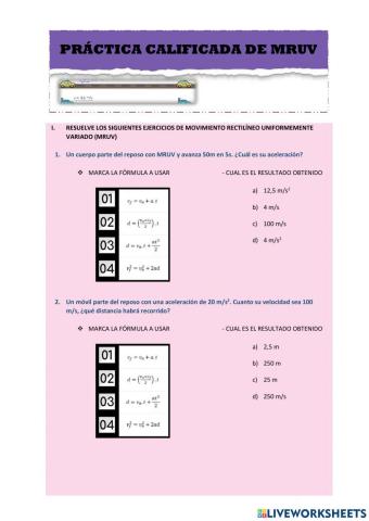 Ejercicios de MRUV