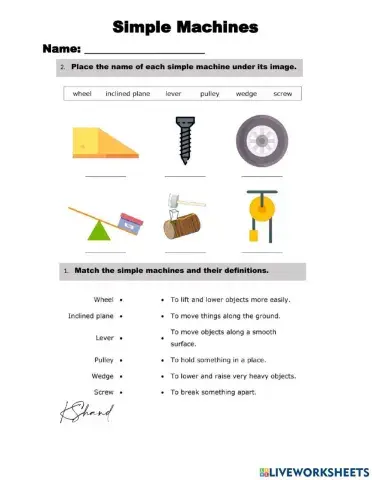 Simple Machines Worksheet