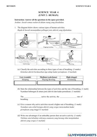 Science Year 4 (Human Respond To Stimuli & Rate Of Breathing)