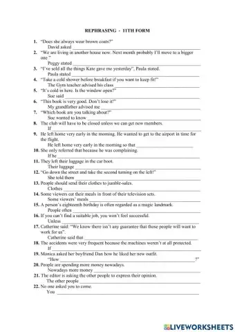 Rephrasing exercises