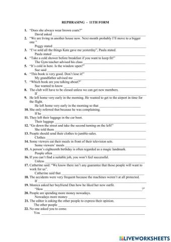 Rephrasing exercises