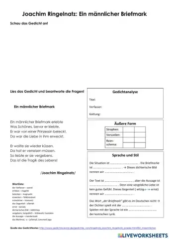 Joachim Ringelnatz: Ein männlicher Briefmark