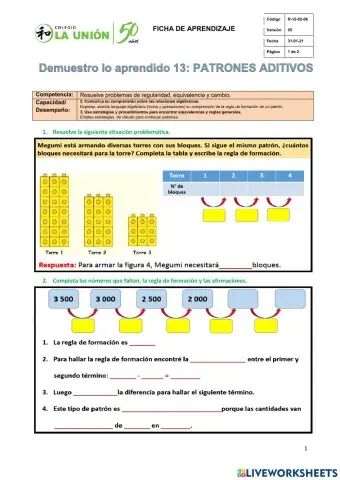 Demuestro lo aprendido (13)-4to grado-patrones