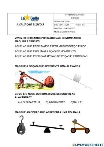 Avaliação ciências