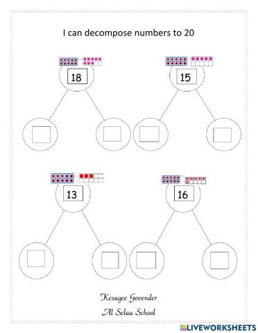 Decomposing numbers to 20