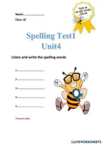 Spelling test 1u4
