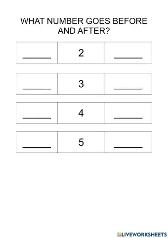Numbers before and after