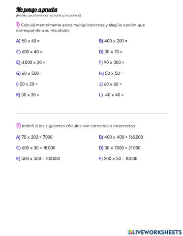 Multiplicaciones mentales