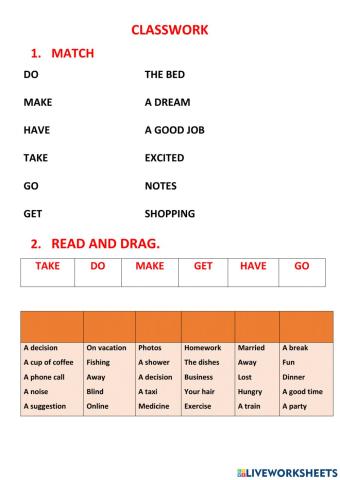 Verbs collocation  and simple past