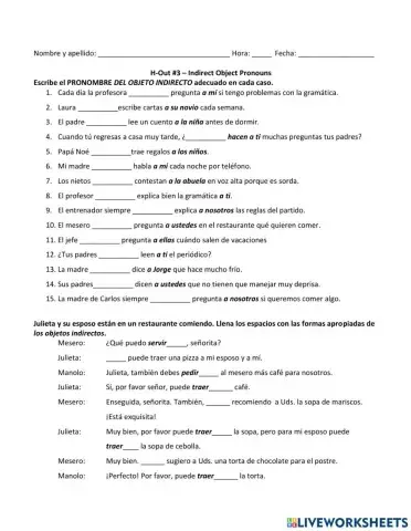 Indirect Object Pronoun Ej. 3