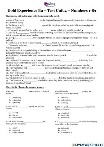 Gold Experience B2 - TEST UNIT 4