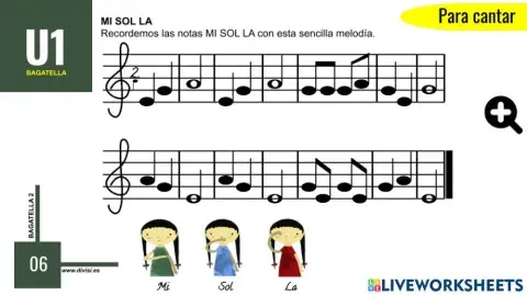 LECTURA NOTAS MI-SOL-LA pág. 6 Bagatella 1 cast