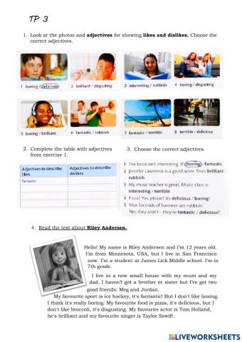 Personal information and adjectives