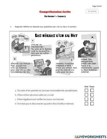 En forme - Leçon 3 Compréhension écrite