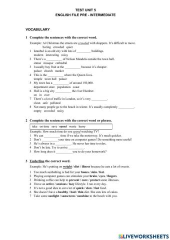 English File Pre Intermediate Test Unit 5
