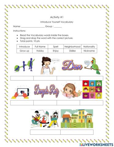 Introduce Myself  Vocabulary