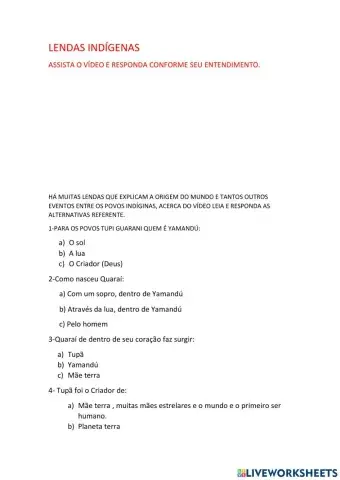 Lendas Indígenas