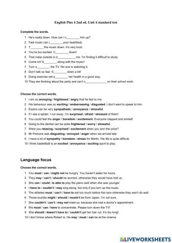 English Plus 2nd ed. 4 - Unit 4 - standard test