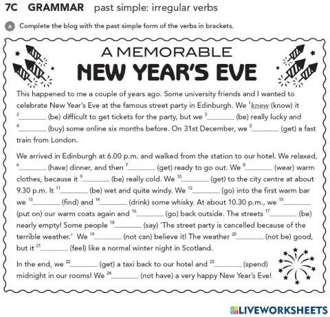 7C - Past Simple Irregular Verbs