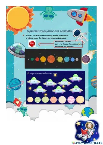 Dictado y comparacion de numeros decimales