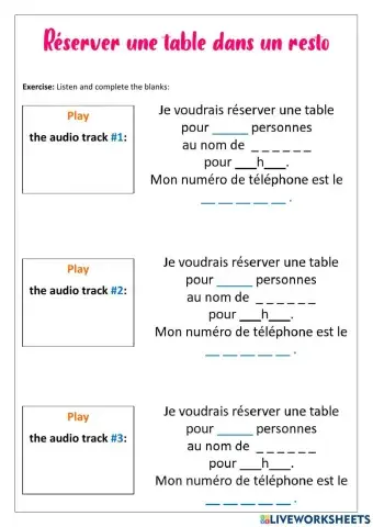 Réserver une table dans un resto