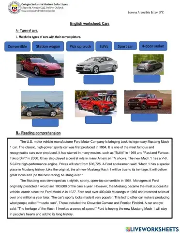 Reading comprehension: Mustang