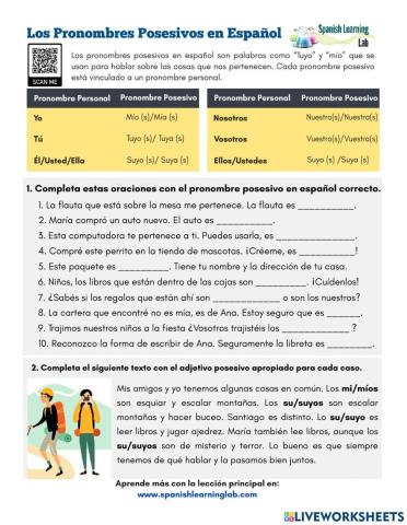 Pronombres posesivos