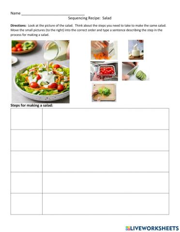 SEQUENCING RECIPE:  Salad