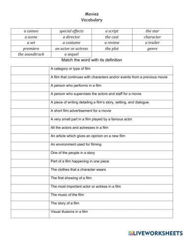 Movies Vocabulary