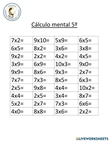 Cálculo mental 5º