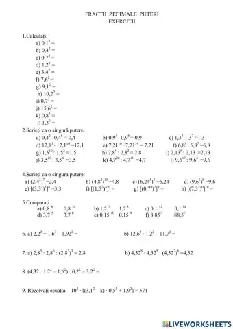 Fractii Zecimale.Puteri
