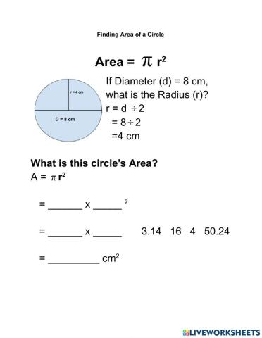 Finding Area of a Circle