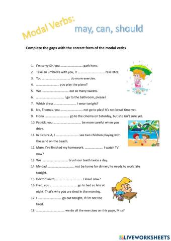 Modal verbs: may, can, should