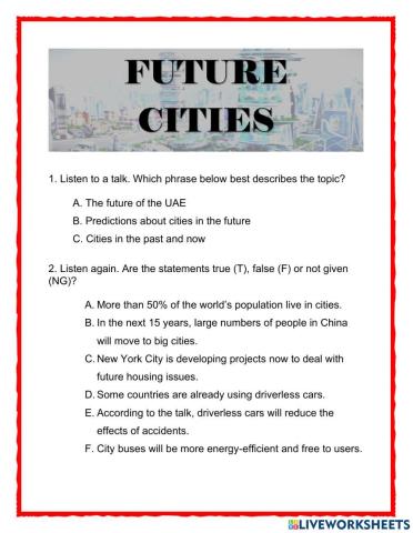 Lesson 1-2 The future Cities