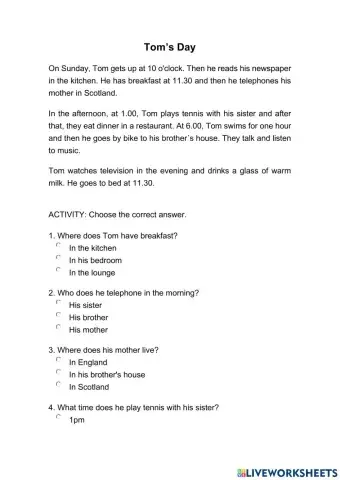 Reading Comprehension - Beginner 2