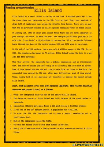 Reading comprehension and Present perfect