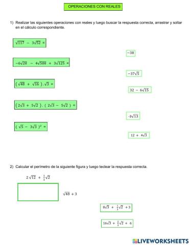 Operaciones con radicales